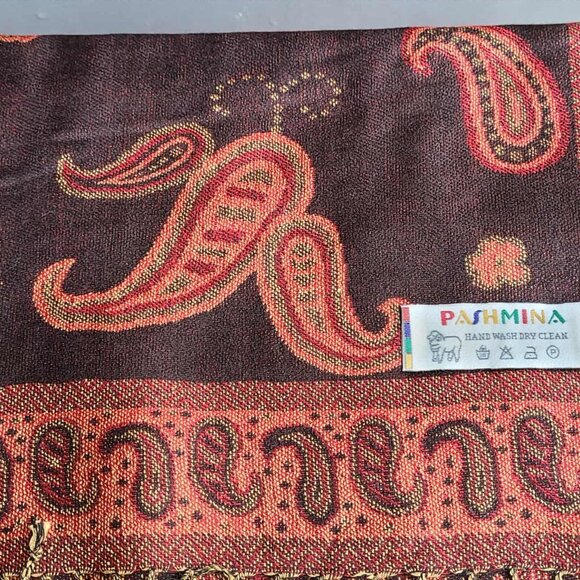 Pashmina in Paisley Fall Colors Brown Orange NEW! - Picture 7 of 8